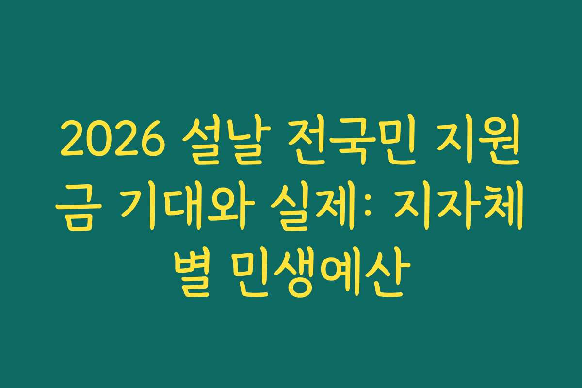 2026 설날 전국민 지원금 기대와 실제: 지자체별 민생예산