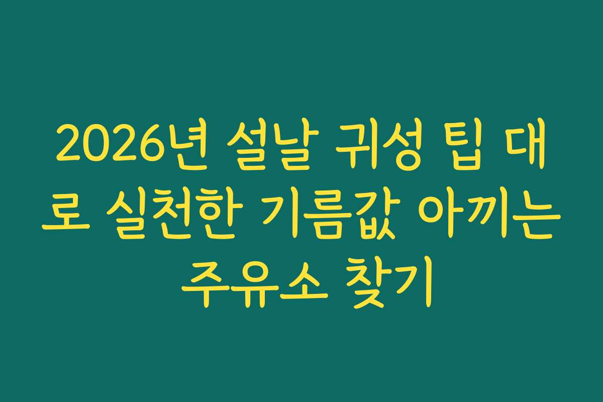 2026년 설날 귀성 팁 대로 실천한 기름값 아끼는 주유소 찾기