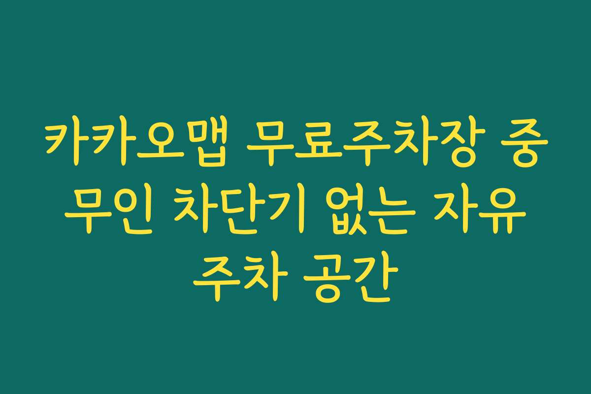 카카오맵 무료주차장 중 무인 차단기 없는 자유 주차 공간