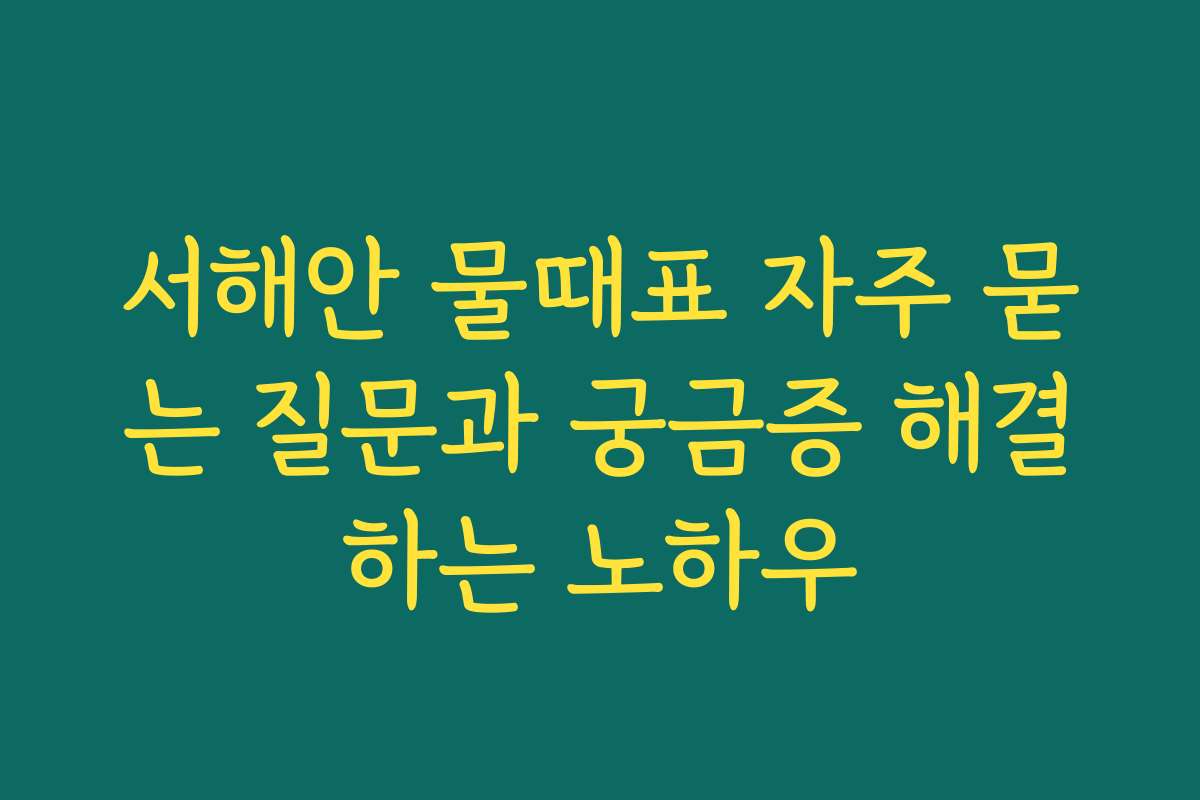 서해안 물때표 자주 묻는 질문과 궁금증 해결하는 노하우
