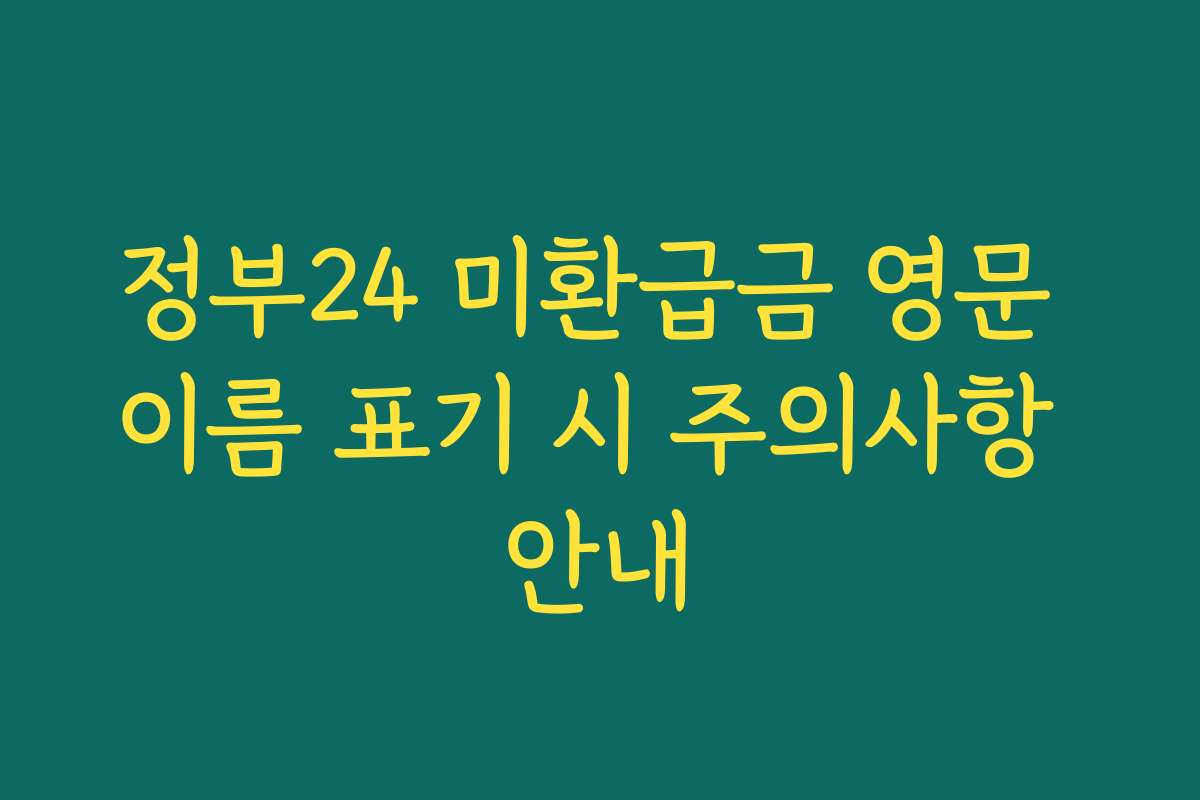 정부24 미환급금 영문 이름 표기 시 주의사항 안내