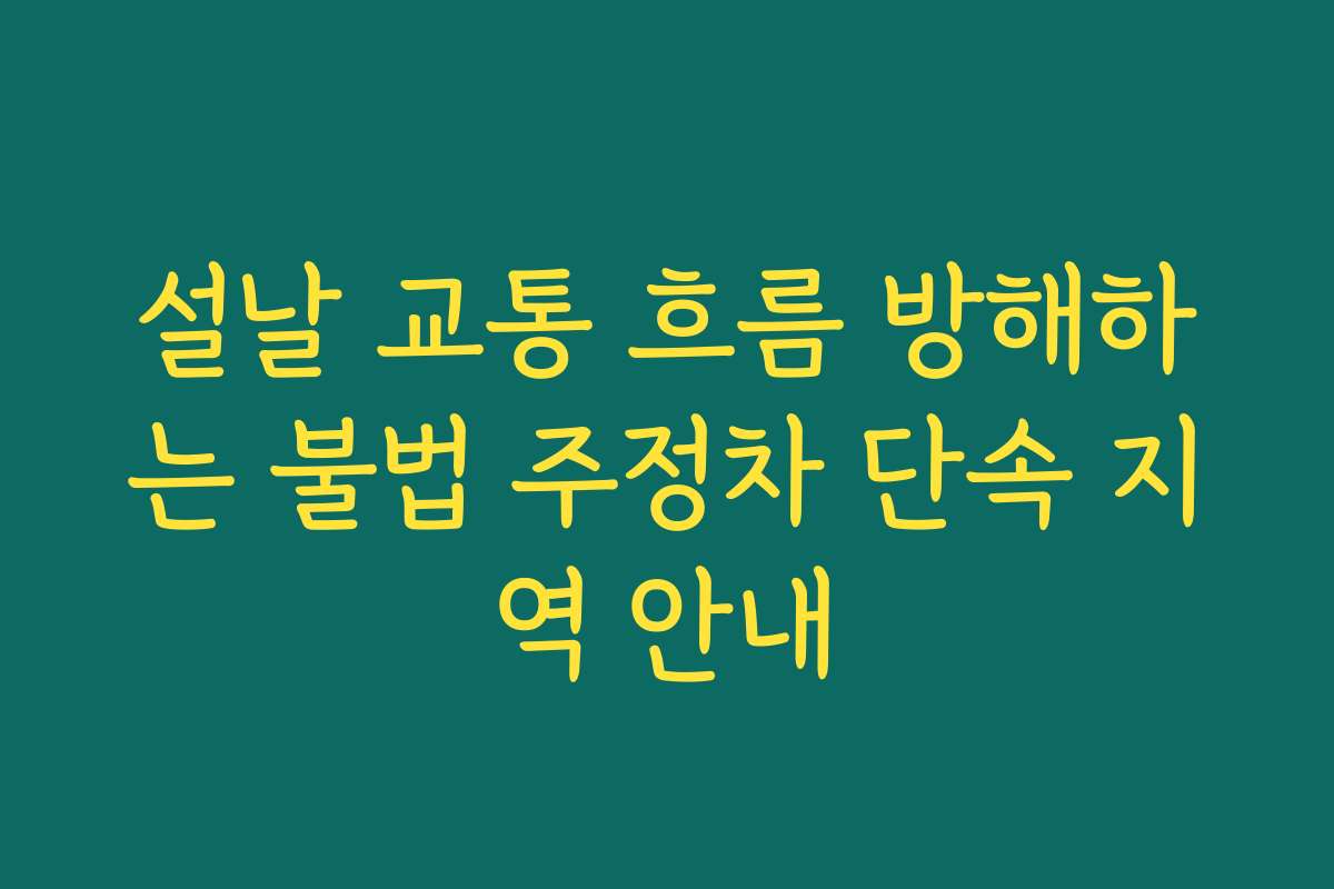 설날 교통 흐름 방해하는 불법 주정차 단속 지역 안내