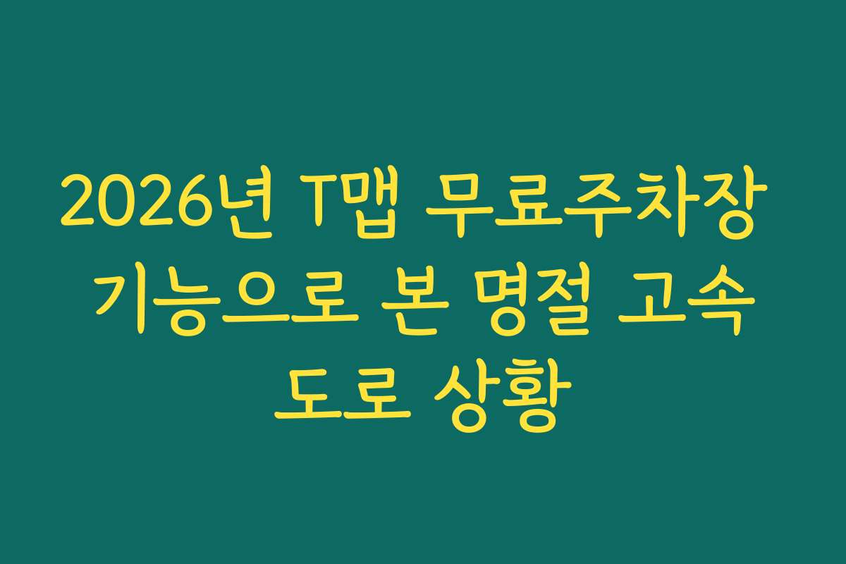 2026년 T맵 무료주차장 기능으로 본 명절 고속도로 상황