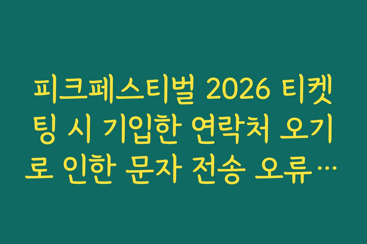 피크페스티벌 2026 티켓팅 시 기입한 연락처 오기로 인한 문자 전송 오류 수정법
