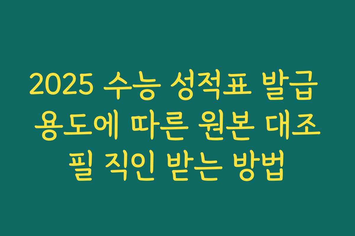 2025 수능 성적표 발급 용도에 따른 원본 대조필 직인 받는 방법