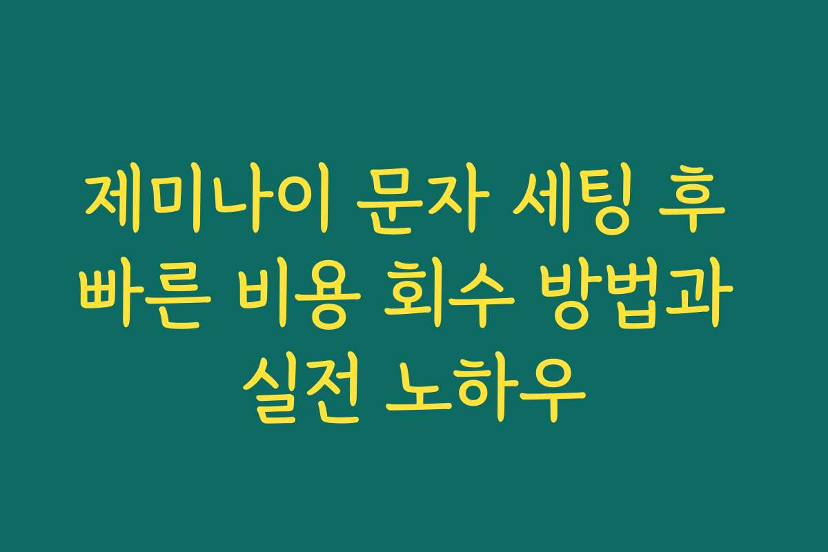 제미나이 문자 세팅 후 빠른 비용 회수 방법과 실전 노하우