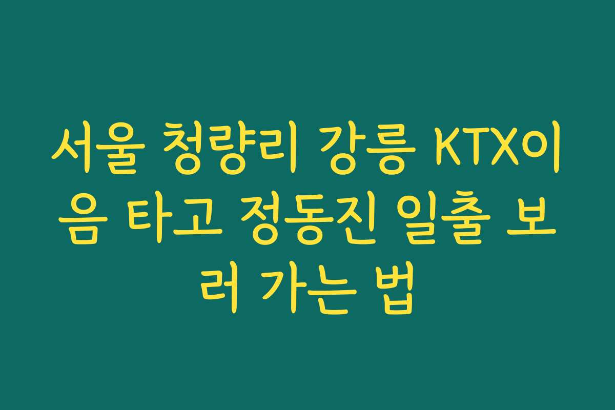 서울 청량리 강릉 KTX이음 타고 정동진 일출 보러 가는 법