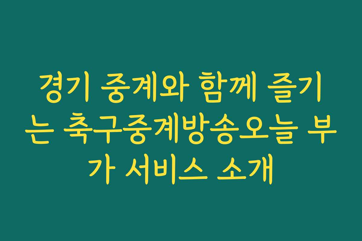 경기 중계와 함께 즐기는 축구중계방송오늘 부가 서비스 소개
