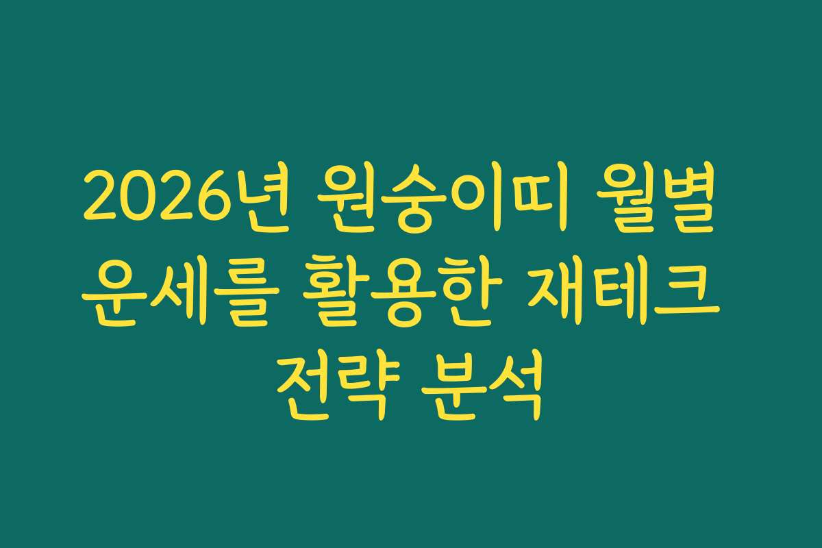 2026년 원숭이띠 월별 운세를 활용한 재테크 전략 분석