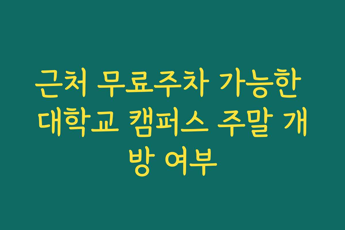 근처 무료주차 가능한 대학교 캠퍼스 주말 개방 여부