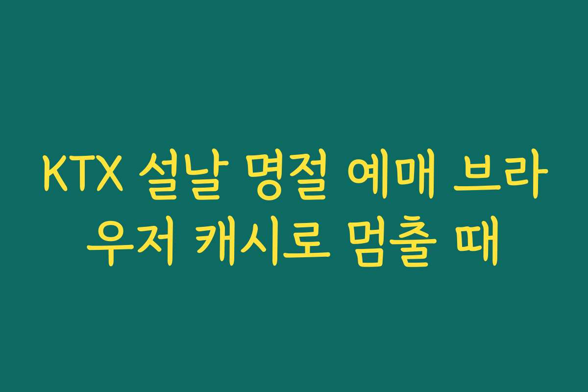 KTX 설날 명절 예매 브라우저 캐시로 멈출 때