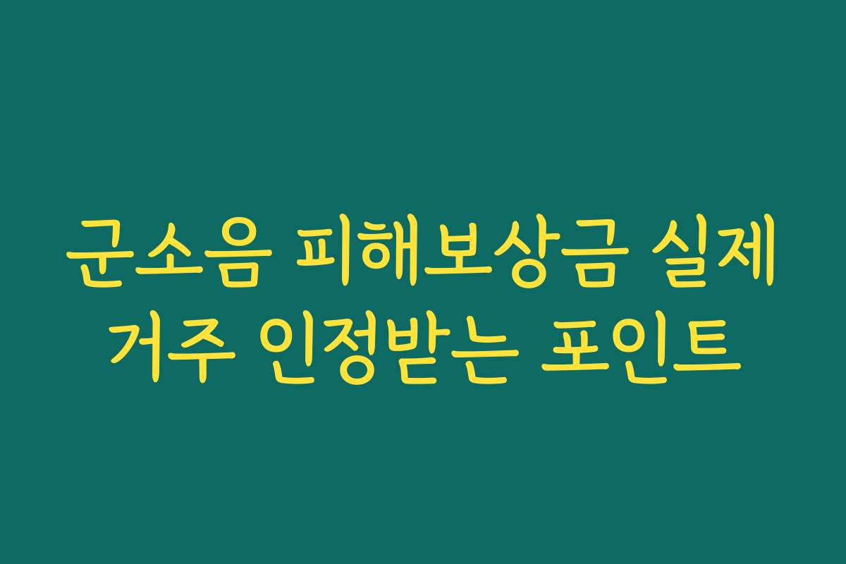군소음 피해보상금 실제거주 인정받는 포인트