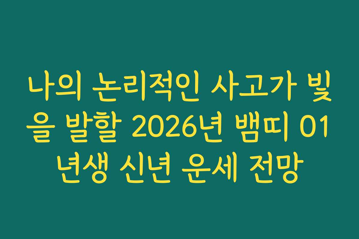 나의 논리적인 사고가 빛을 발할 2026년 뱀띠 01년생 신년 운세 전망
