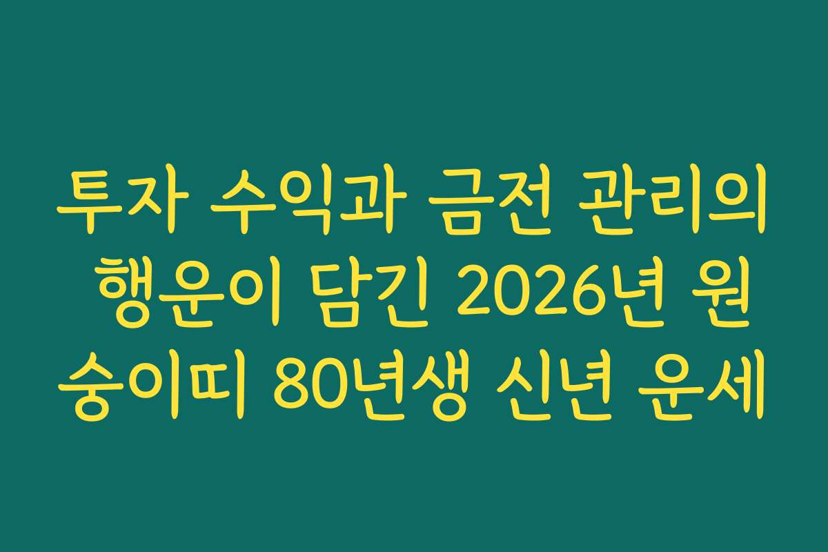 투자 수익과 금전 관리의 행운이 담긴 2026년 원숭이띠 80년생 신년 운세