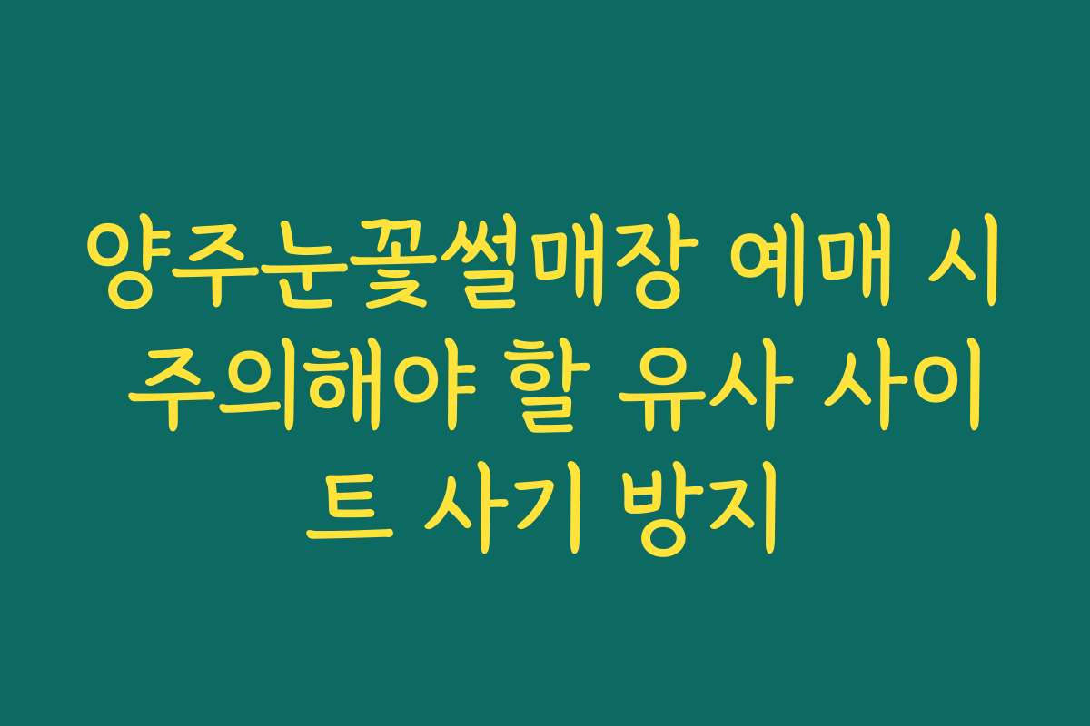양주눈꽃썰매장 예매 시 주의해야 할 유사 사이트 사기 방지