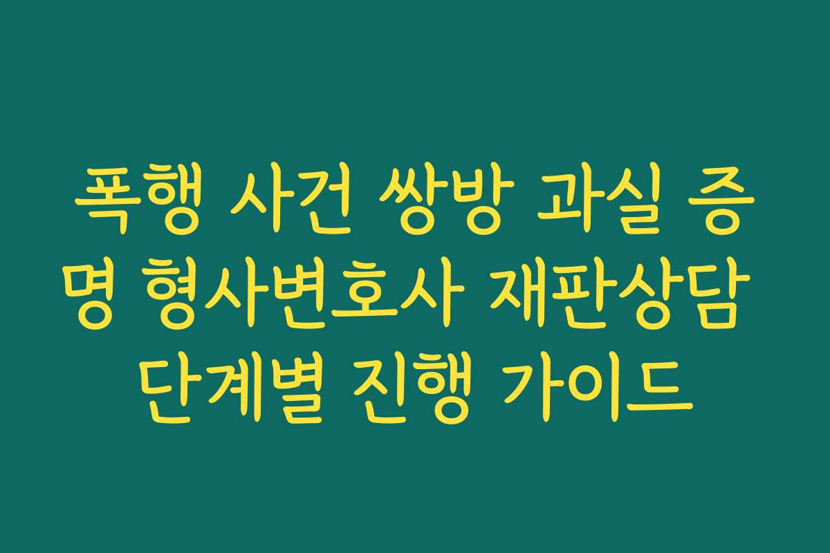 폭행 사건 쌍방 과실 증명 형사변호사 재판상담 단계별 진행 가이드