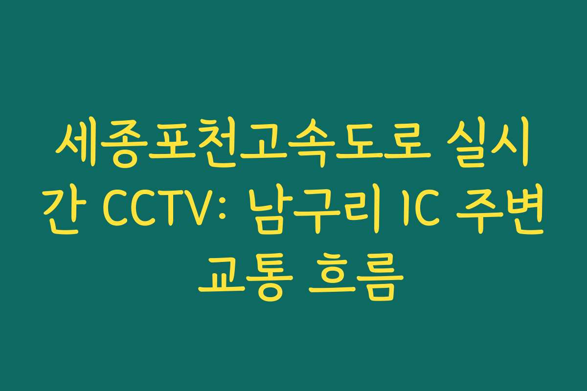 세종포천고속도로 실시간 CCTV: 남구리 IC 주변 교통 흐름 세종포천고속도로 실시간 CCTV: 남구리 IC 주변 교통 흐름