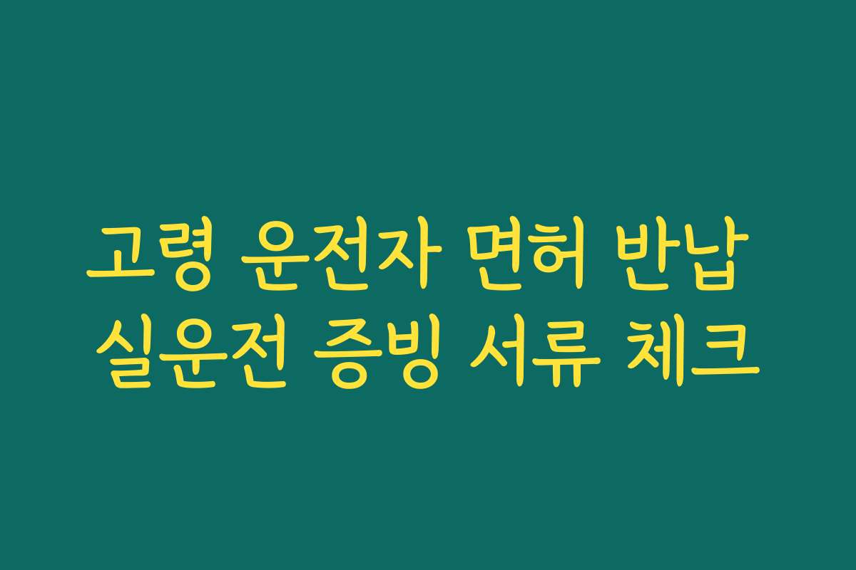 고령 운전자 면허 반납 실운전 증빙 서류 체크