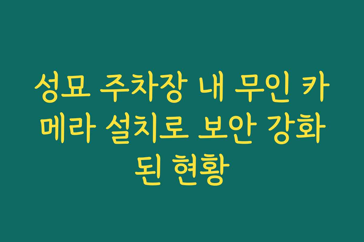 성묘 주차장 내 무인 카메라 설치로 보안 강화된 현황