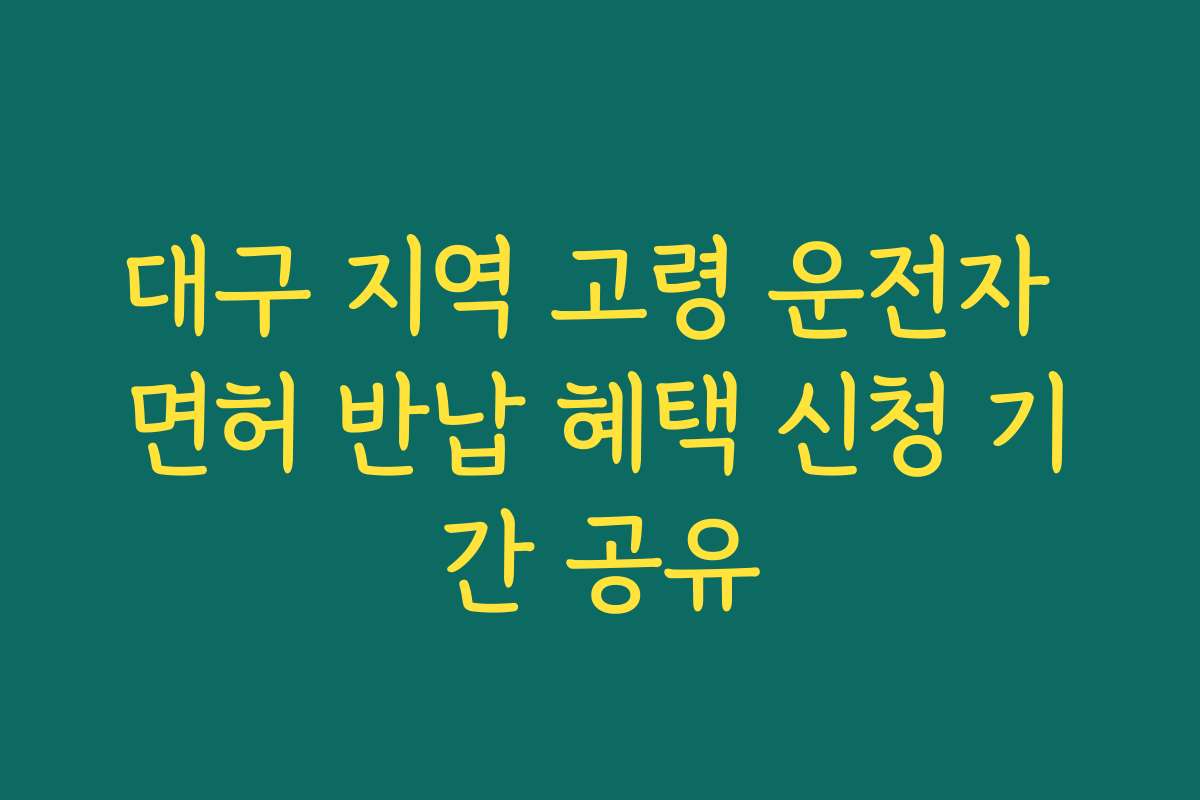 대구 지역 고령 운전자 면허 반납 혜택 신청 기간 공유
