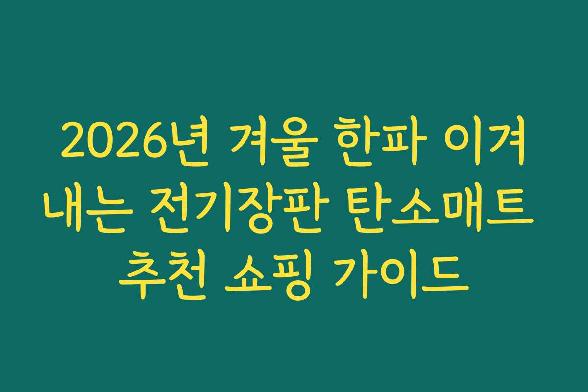 2026년 겨울 한파 이겨내는 전기장판 탄소매트 추천 쇼핑 가이드