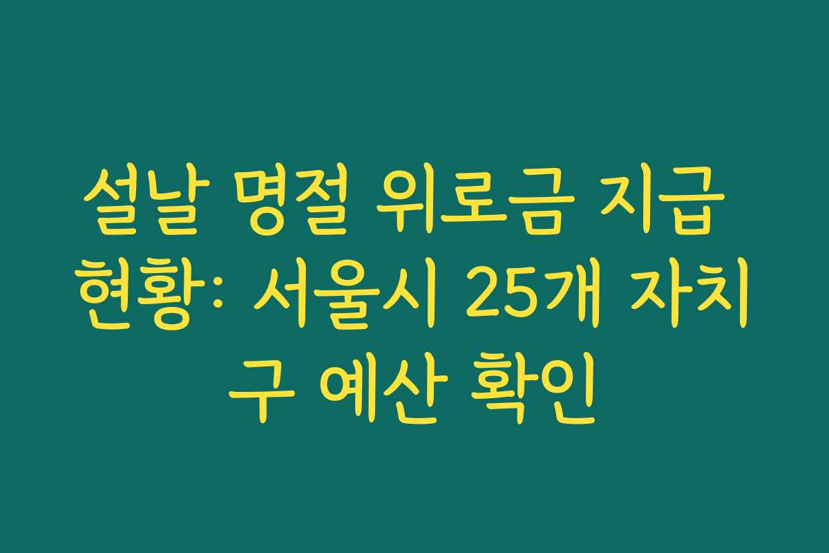 설날 명절 위로금 지급 현황: 서울시 25개 자치구 예산 확인