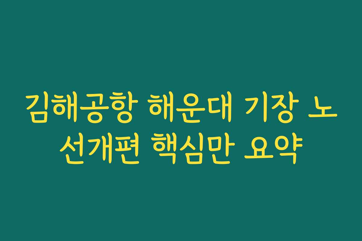 김해공항 해운대 기장 노선개편 핵심만 요약