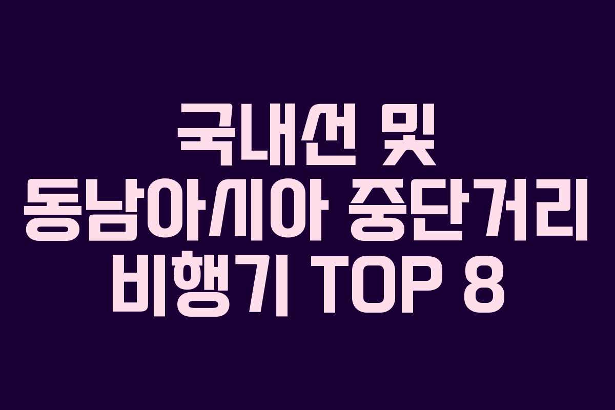 국내선 및 동남아시아 중단거리 비행기 TOP 8