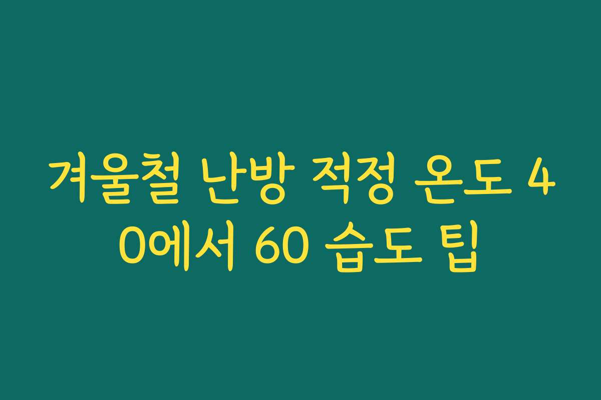겨울철 난방 적정 온도 40에서 60 습도 팁