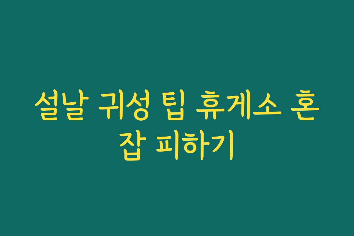 설날 귀성 팁 휴게소 혼잡 피하기