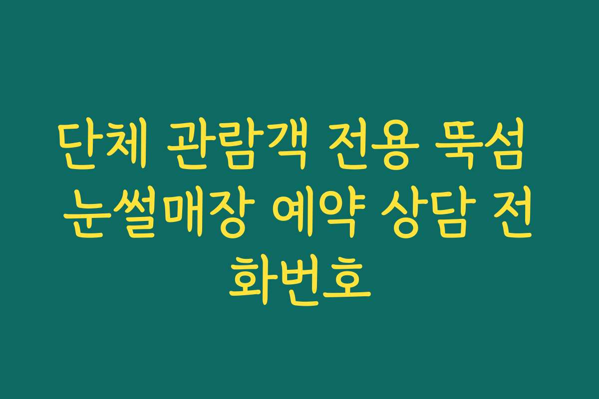 단체 관람객 전용 뚝섬 눈썰매장 예약 상담 전화번호