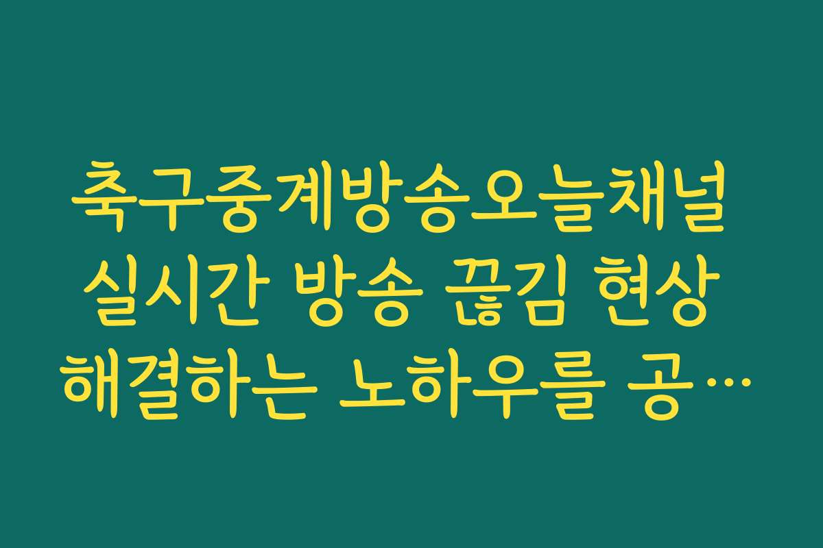 축구중계방송오늘채널 실시간 방송 끊김 현상 해결하는 노하우를 공개합니다