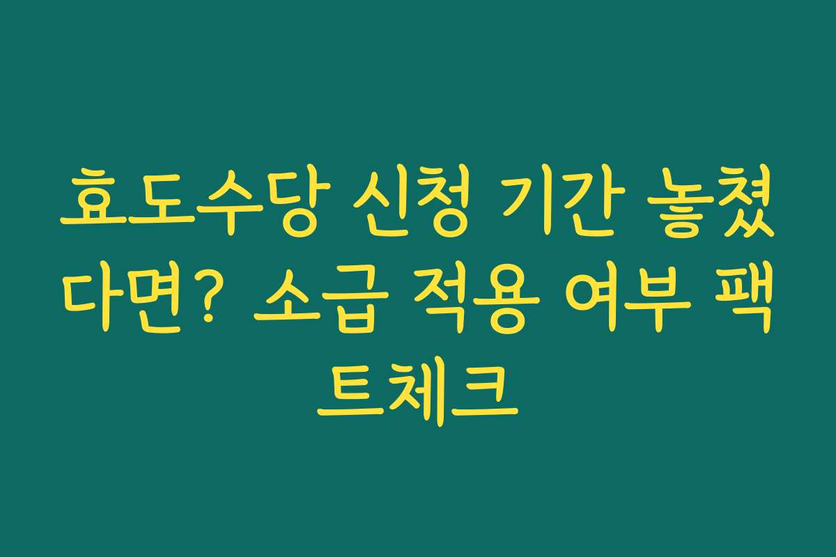 효도수당 신청 기간 놓쳤다면? 소급 적용 여부 팩트체크