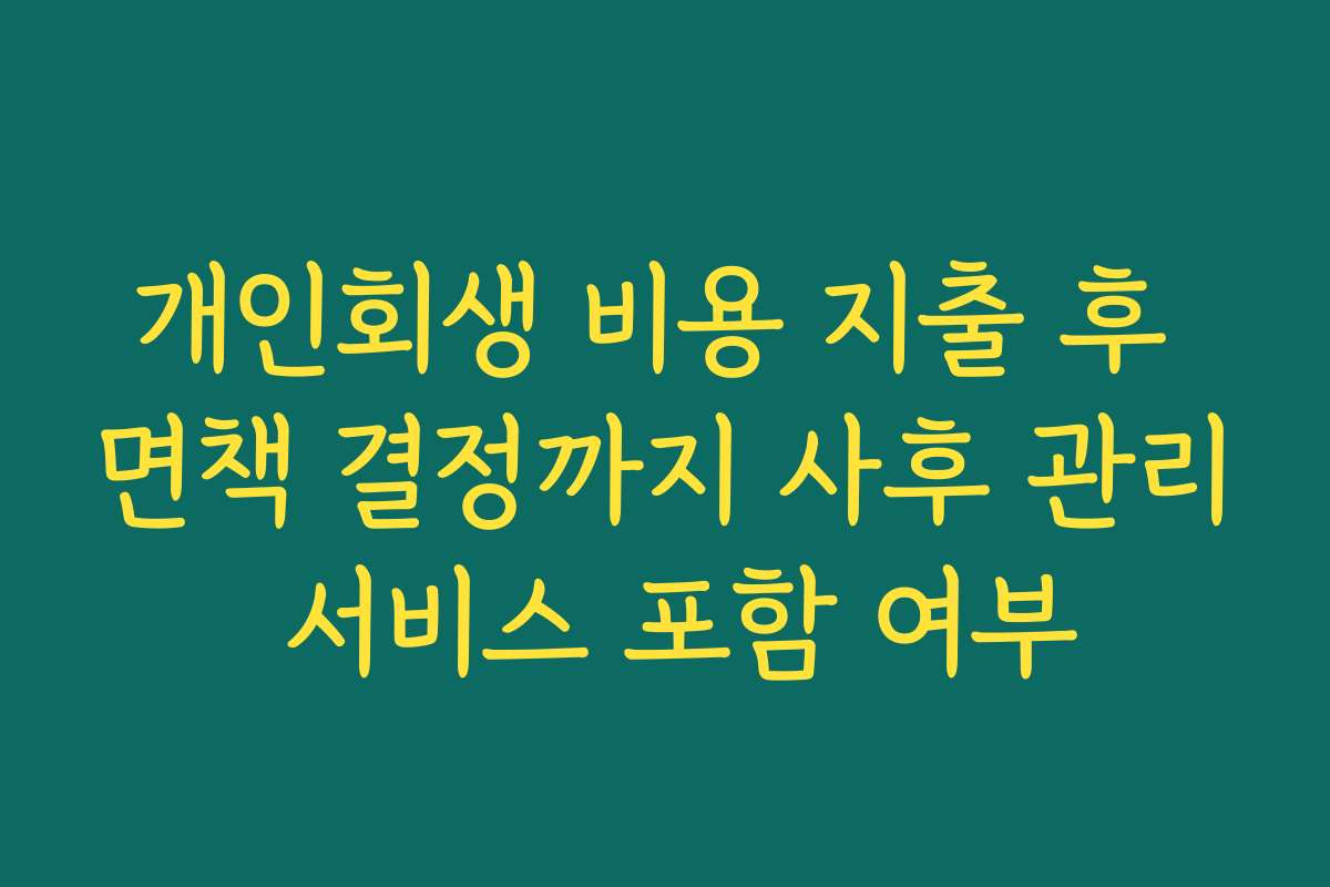 개인회생 비용 지출 후 면책 결정까지 사후 관리 서비스 포함 여부