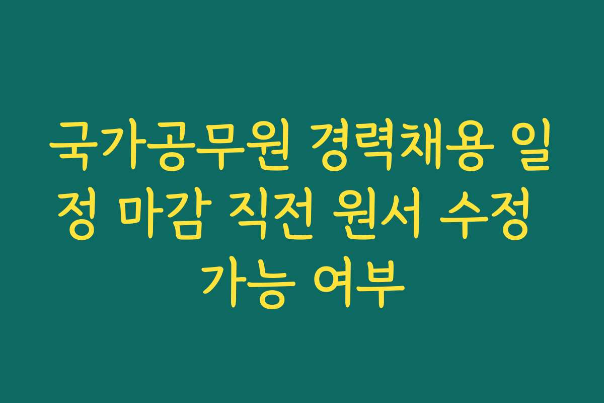 국가공무원 경력채용 일정 마감 직전 원서 수정 가능 여부