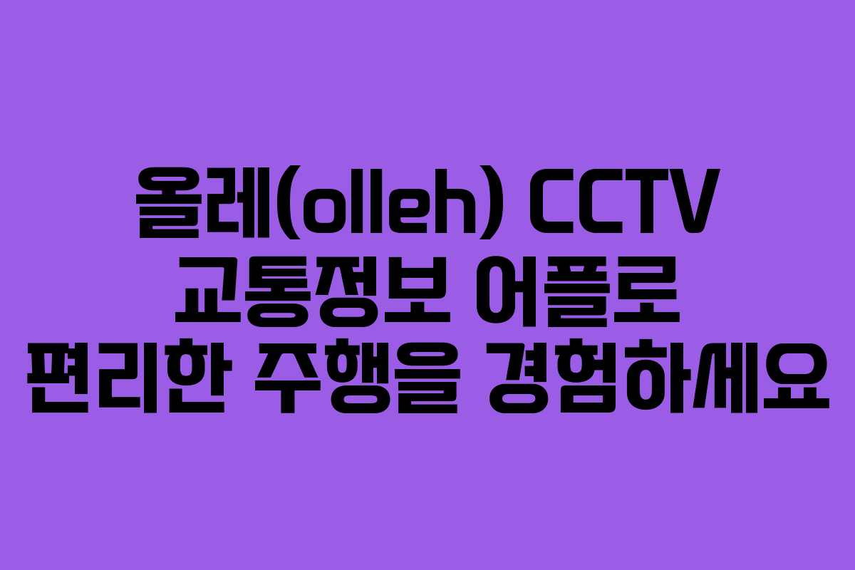올레(olleh) CCTV 교통정보 어플로 편리한 주행을 경험하세요 올레(olleh) CCTV 교통정보 어플로 편리한 주행을 경험하세요