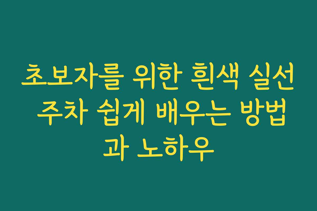 초보자를 위한 흰색 실선 주차 쉽게 배우는 방법과 노하우