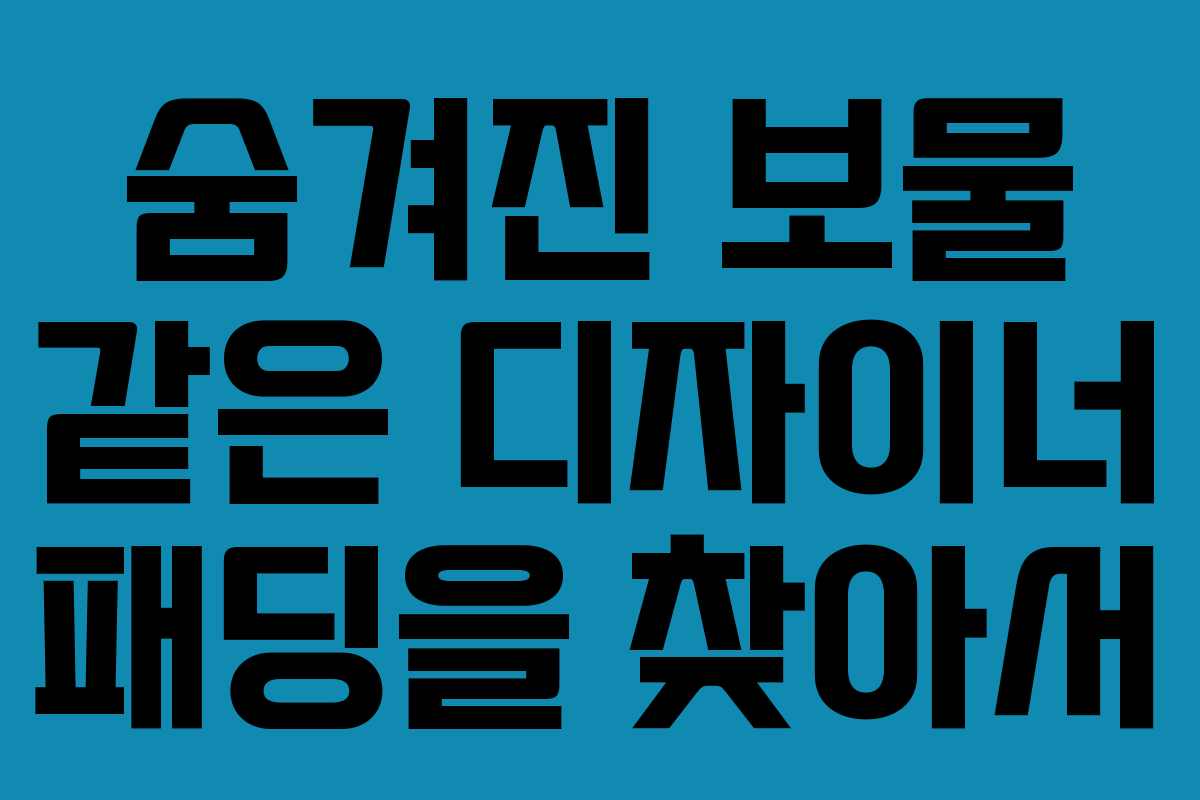 숨겨진 보물 같은 디자이너 패딩을 찾아서