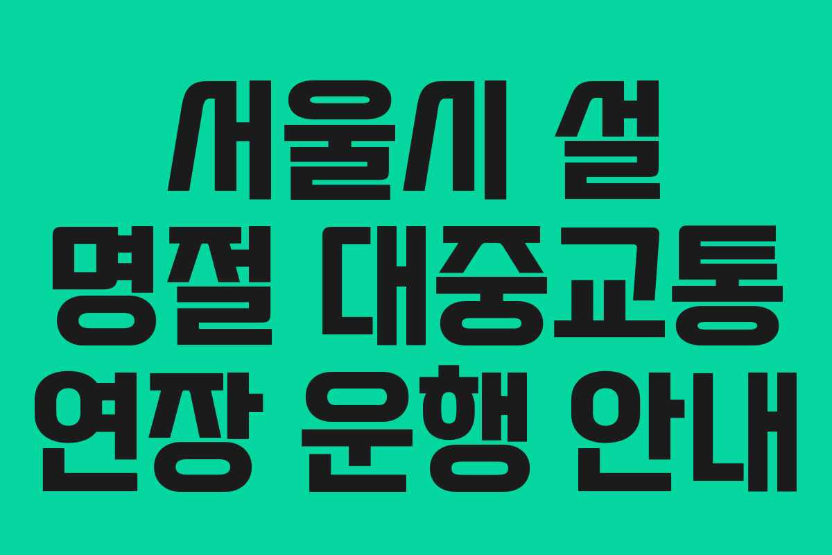 서울시 설 명절 대중교통 연장 운행 안내