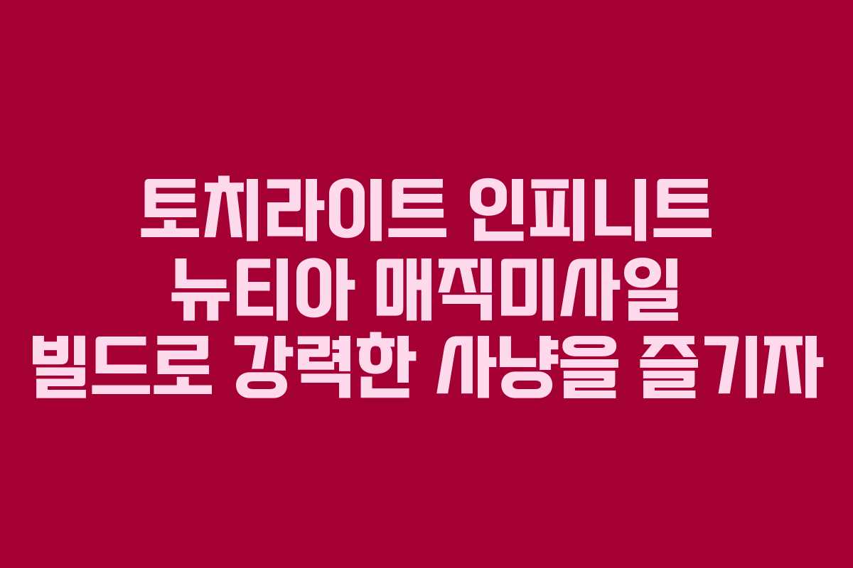 토치라이트 인피니트 뉴티아 매직미사일 빌드로 강력한 사냥을 즐기자