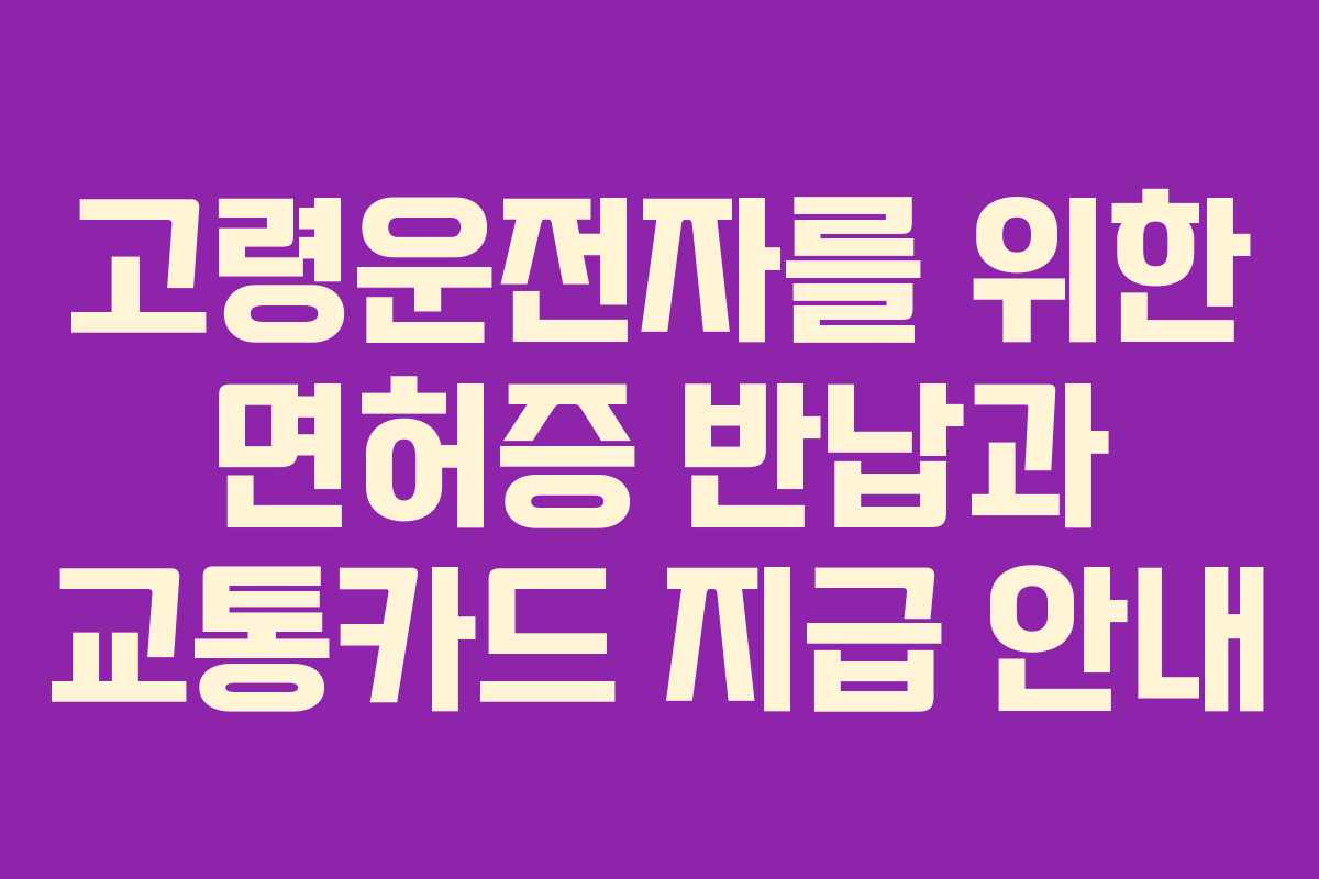 고령운전자를 위한 면허증 반납과 교통카드 지급 안내