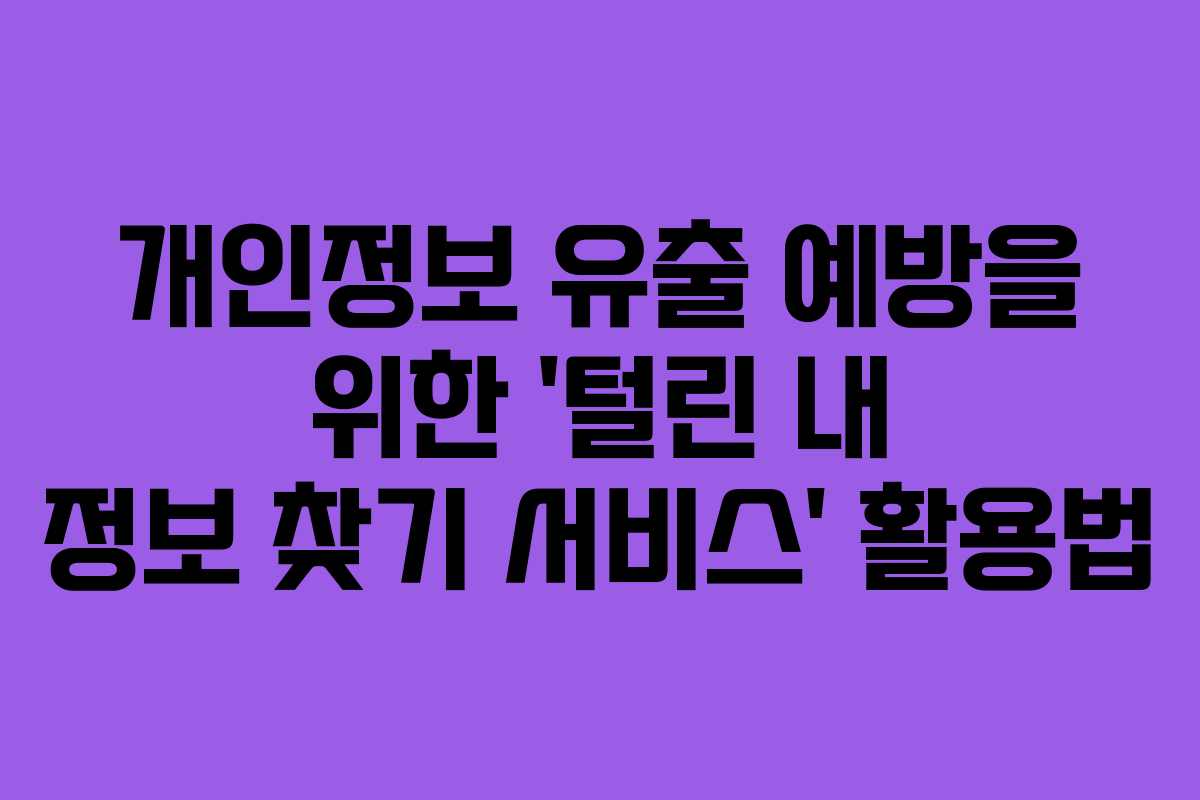 개인정보 유출 예방을 위한 ‘털린 내 정보 찾기 서비스’ 활용법