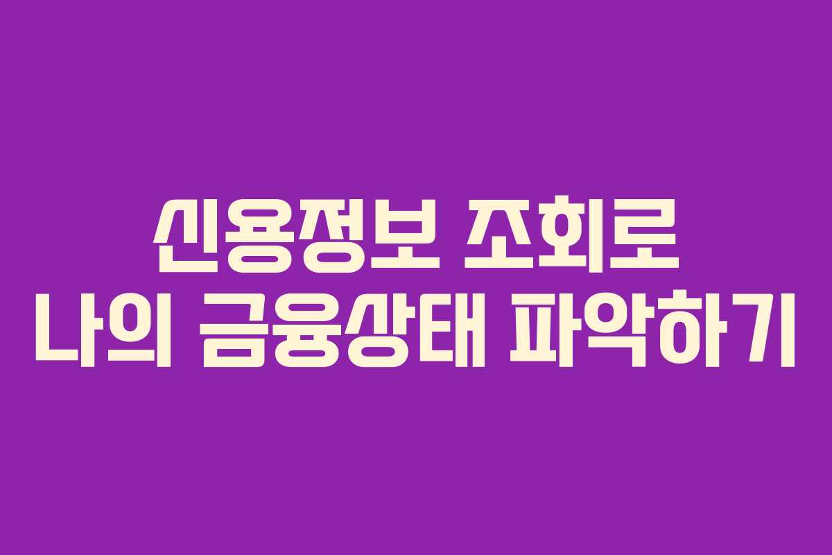 신용정보 조회로 나의 금융상태 파악하기