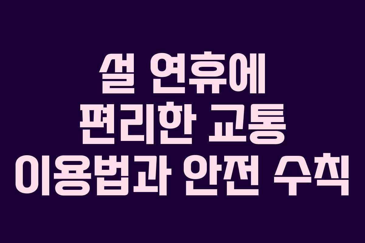 설 연휴에 편리한 교통 이용법과 안전 수칙