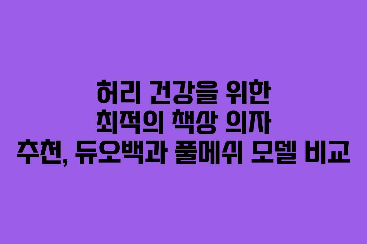허리 건강을 위한 최적의 책상 의자 추천, 듀오백과 풀메쉬 모델 비교