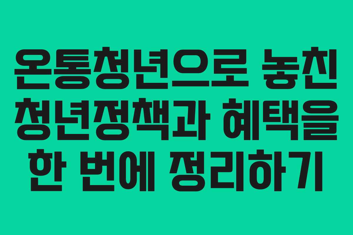 온통청년으로 놓친 청년정책과 혜택을 한 번에 정리하기