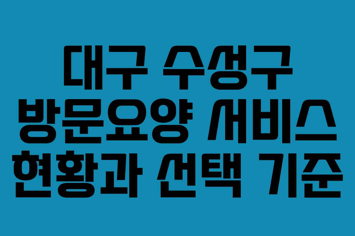 대구 수성구 방문요양 서비스 현황과 선택 기준