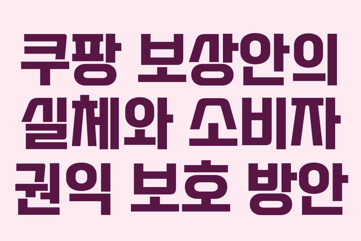 쿠팡 보상안의 실체와 소비자 권익 보호 방안