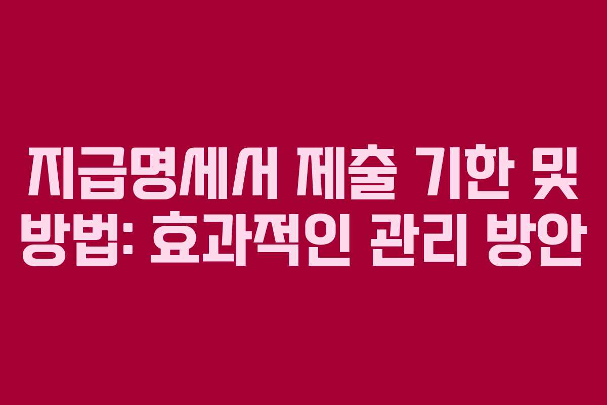 지급명세서 제출 기한 및 방법: 효과적인 관리 방안