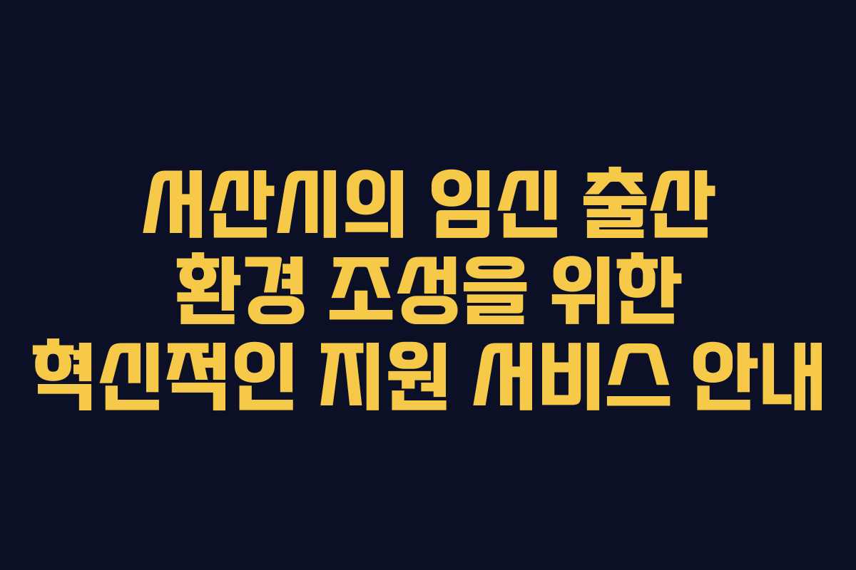 서산시의 임신 출산 환경 조성을 위한 혁신적인 지원 서비스 안내